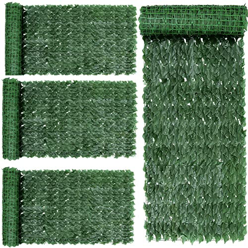 FUOBECIE Artificial Hedge Roll, 3m x 1m Trellis with Artificial Leaves Garden Fence Screening (Maple Leaves, 4-Pack)