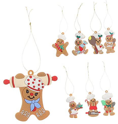 OFFSCH Weihnachtsbaumschmuck 8 Stück traditioneller Ingwer Mann Weihnachtsbaumschmuck zum Aufhängen Weihnachtsdeko Lebkuchenmann Für Festliche Dekoration
