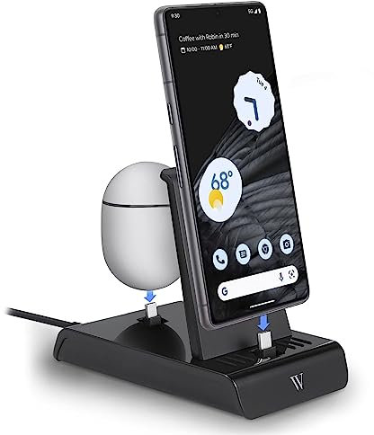 Wasserstein Google Pixel - Base de carga 2 en 1, fabricada para Google, soporte de carga Google Pixel para cargar simultáneamente varios dispositivos Google y USB-C