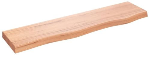 vidaXL Wandregal, Holzregal Regal Handgefertigt mit Baumkante, Wandboard Regalbrett Deko, Bücherregal Hängeregal, Hellbraun 80x20x4cm Massivholz Eiche Behandelt