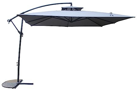 CONCEPT USINE | Parasol Déporté Carré Inclinable 3X3 m Capri Gris | Terrasse Balcon Jardin | Baleines Armature et Pied Acier | 100% Polyester | Réglable en Hauteur | Protection UV 50+ Waterproof