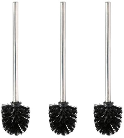 INDA-Exclusiv 3/6er Reinigungsbürste Klobürste Toilettenbürste Abnehmbarer Reinigungskopf Edelstahloptik Stiel WC Bürste L35xØ8cm, Mengen:3 Stück
