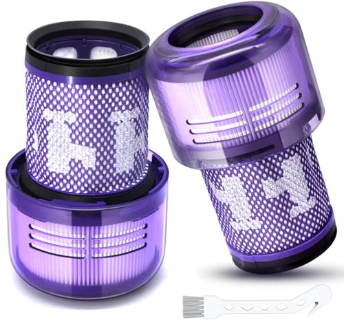 KNOWOM Filters for Dyson V12 Detect Slim Absolute Vacuum Cleaner, Washable Replacement Filters for Dyson V12 Slim Absolute, 2 Hepa Filter with 1 Brush, Replace Part 971517-01, 2 Pack