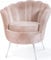 WFL GROUP Samt Sessel Muschel mit Golden oder Silber Metallbeinen - Weicher Armlehnstuhl für Wohnzimmer - Elegant Polstersessel Muschelform - Soft Cloud Set - Silber Beinen - Puderrosa