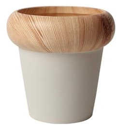 ESTINTENG Nordic Retro Minimalista Imitazione Venatura del Legno Colorato Vaso in Ceramica Pianta Verde Succulente Cactus Pianta in vaso per interni - Vaso da fiori rotondo alto con venature del legno