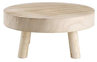 Support de Plante en Bois Vintage, Présentoir de Tabouret Rond Surélevé en Bois, Support de Pot de Fleur Décoratif Multifonctionnel Intérieur Extérieur pour la Maison, Décoration de(Blanc/M)