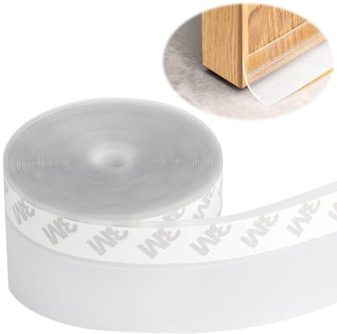 RANJIMA Dichtungsstreifen 45mm×5M, Transparent Selbstklebend Silikon Dichtungsband Multifunktions Zugluftstopper Schalldicht Winddicht Staubschutz für Tür & Fenster & Badezimmer & Balkon
