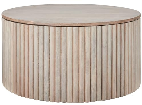 Couchtisch mit Stauraum Mango Holz hellbraun rund ⌀ 70 cm modern Kirkwood