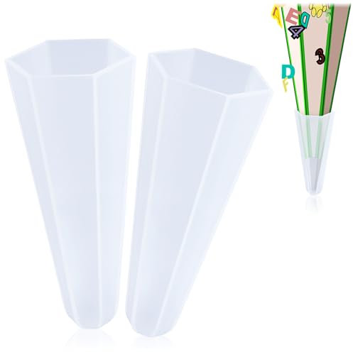 com-four® 2X Schultüten Spitzenschutz aus Kunststoff - 6-eckige Schutzkappe für die ABC-Tüte - Schultüten-Spitze Ø 2,5 cm zum Schutz der Zuckertüte - transparente Aufsteck-Spitze (2 Stück - 6-eckig)