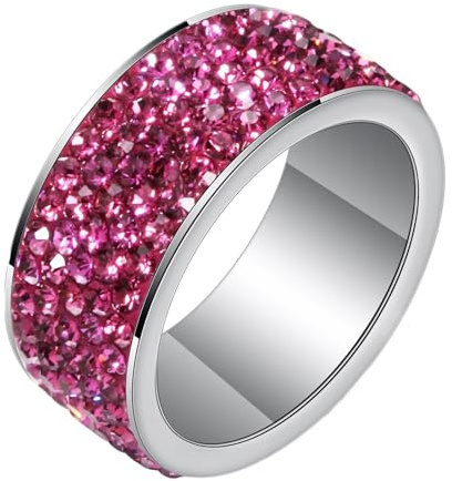 Bishilin Ring Herren Edelstahl, Ring Personalisiert 8MM Tennis mit Zirkonia Statement-Ring Partnerringe Personalisiert Männer Ringe Silber Größe 49-67