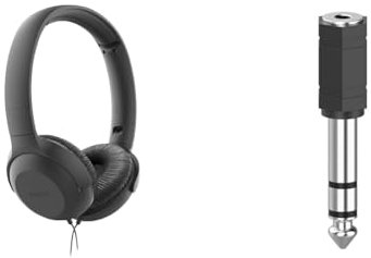 Philips UH201BK/00 Casque d'écoute avec câble Noir & Hama Adaptateur Jack 6.35 3.5 Noir