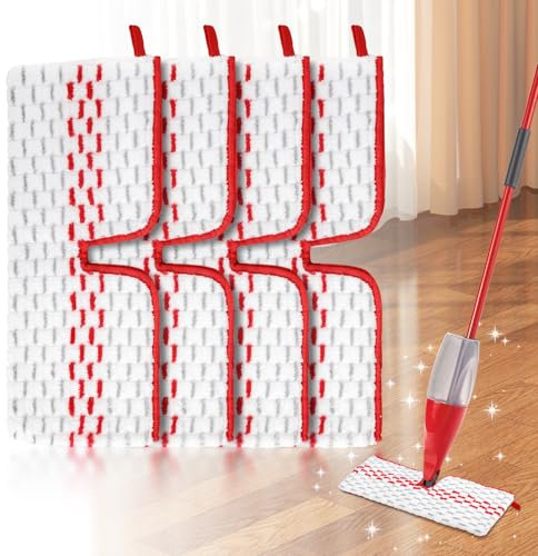 4 Almohadilla de Microfibra para Vileda 1-2 Spray MAX - Recambio Mopa Kit para Vileda Spray MAX para Uso en Seco y Húmedo, Recambio Reutilizable de Microfibra, para Todo Tipo de Suelos (40cm x 15cm)