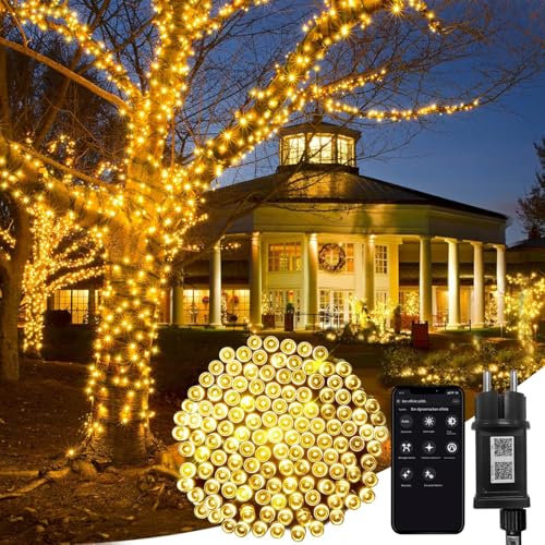 20m 200er LED Lichterkette mit App Steuerung,Lichterkettenvorhang mit musikalischem Rhythmus, IP44 wasserdicht 8 Modi für Balkon Schlafzimmer Hochzeit Weihnachten Party Halloween Garten Camping