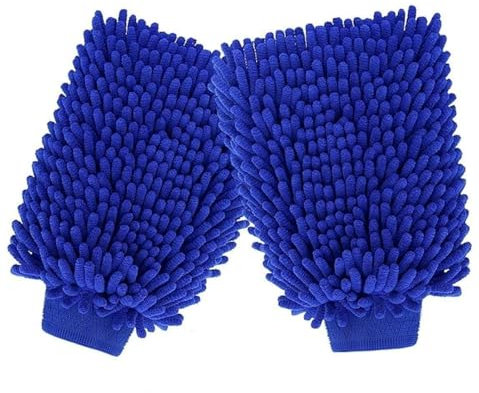 SHSHbuy Gant Lavage Voiture,2 Pièces Chenille Gants de Nettoyage,Gant Microfibre Voiture,Gant en Microfibre pour Le Nettoyage De La Cuisine Et des Voitures-Bleu