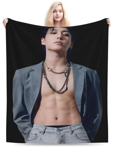 QapLWczK Jungkook Decke, weich und warm, leicht, flauschig, Wolle, Überwurf, Decke, Teppich, Geschenk für Strand, Yoga, Schlafzimmer, Wohnzimmer, Dekoration, Sofa, Camping, Ausflug, Wohnheim,