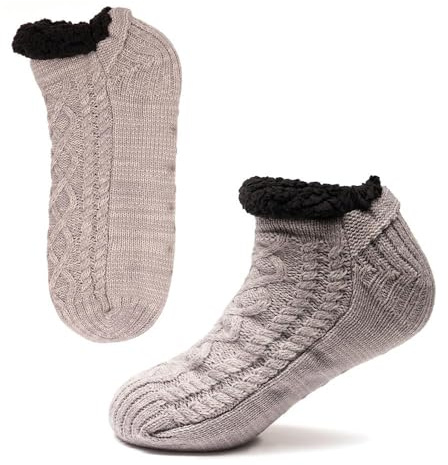 A2Z Luxurious Fluffy Slipper Socks with Fuzzy Sherpa Fleece Lining Fair Isle Pattern Breathable Non-Slip Indoor Winter Warm Bed Slippers Socks, Skid Slip Grips One Size (7-11 UK) Ideal Men Women
