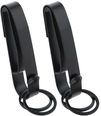 Dimeho Heavy Duty Belt Key Holder, 2pcs Double Side Quick Release Key Holder with Detachable Keyring Stainless Steel Men Keychain KeyHolder Clip for Police and Fire Agencies Duty Belt Black