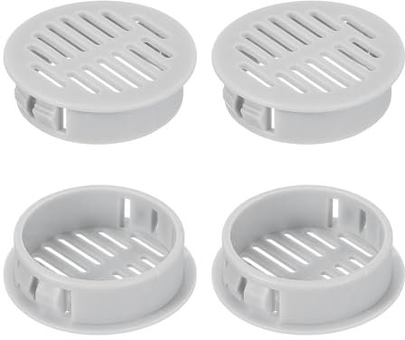 QUARKZMAN 8Pcs Grille de Ventilation Ronde en Plastique, Diamètre Encastrement 35mm Hauteur 11mm Grille d'aération, Bouches d'aération pour Armoire Plafond Mur Fenêtre Radiateur, Gris Clair