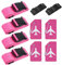 4 Stück Koffergurt & 4 Stück Kofferanhänger & 2 Stück Fügen Sie Eine Tasche Gepäckgurte Hinzu, Kofferband Gurt, Einstellbare Kofferbänder, Auffällig Luggage Strap für Koffer (Dunkelrosa)