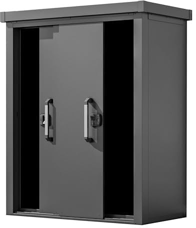 GFP Primeyard Geräteschrank Leon Metall 150x78x191 cm Gartenschrank Schiebetür anthrazit inkl. Fußboden