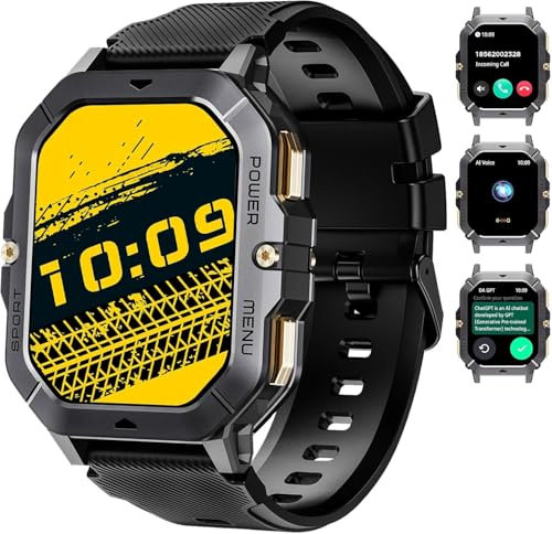OUKITEL Orologio intelligente da uomo, 2,02, Smartwatch con chiamate Bluetooth, Smartwatch con notifiche di messaggi, ossimetro, cardiofrequenzimetro, monitoraggio del sonno, 100+ modalità sportive