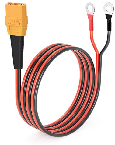 ELFCULB XT90 auf O-Ring, 10AWG XT90 Buchse mit Kabel, XT90 Weiblich zu Ringkabelschuhe Kabel, XT90 Batteriekabel für Powerstation RC Lipo(1.8M)