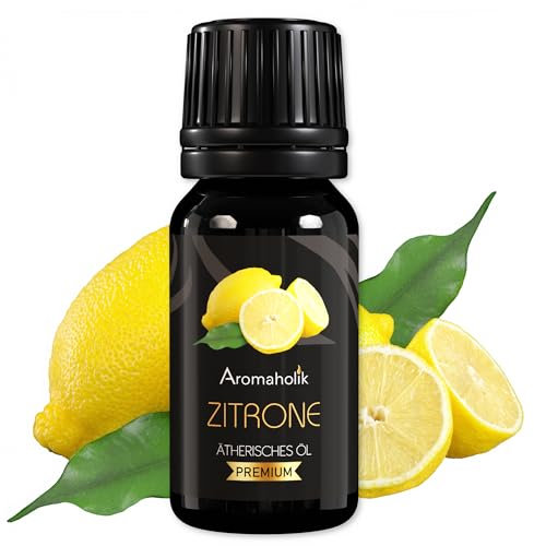 Aromaholik Zitronenöl BIO 100% naturrein – Ätherische Öle für Diffuser & Aroma Diffuser – Zertifiziertes ätherisches Öl aus Indien – Lemon Essential Oils 10ml für Sauna & Massage