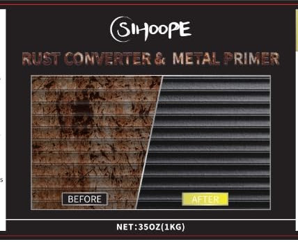 SIHOOPE 2-in-1 Rostumwandler mit Grundierung, 35 OZ - Schwarze Rostschutzfarbe für Metall, Unterbodenschutz für Auto & Industrie，Dauerhafter & Hitzebeständiger Rostschutz, Starke Deckkraft