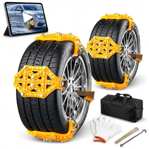 8 Stück Universal Anfahrhilfe Schneeketten, für Reifenbreite 165-275 mm | Verdickte Schwerlast Notfallzugketten Anfahrhilfe Anti-Rutsch-Kette im Gelände bei Schnee, für die Meisten PKW/SUV/LKW