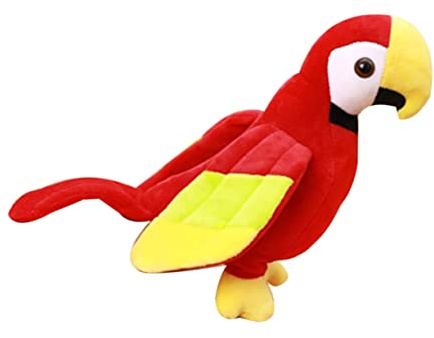 HAKIDZEL Buntes Papageienspielzeug Vogelspielzeug Plüschtier Papagei Gefüllter Papagei Stofftier Kuscheltier Auf Der Schulter Rot