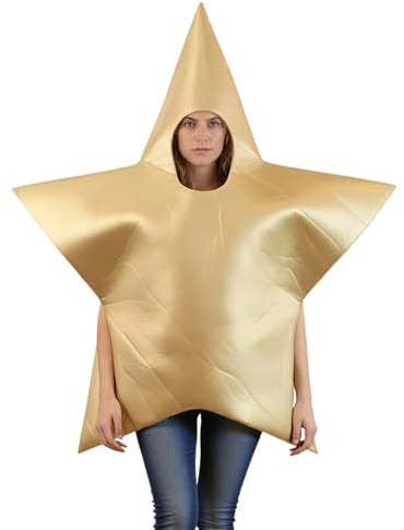Weihnachtsstern Kostüm für Erwachsene Stern Kostüm gold Weihnachten, Krippenspiel -Verkleidung für Partys, Karneval & Halloween - Gold