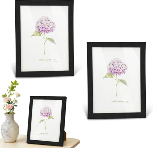 Yonality set da 3 Cornice portafoto 15x20 cm in legno nero, stile moderno per foto poster e stampe design minimal, per casa ufficio galleria montaggio verticale o orizzontale elegante e senza tempo