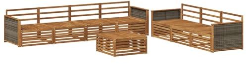 vidaXL Outdoor-Sofagarnitur 8 pcs Natur Massivholz Akazie, Garten Sofa, modernes Outdoor-Mobiliar, Bequeme Lounge-Ecke für Terrasse und Patio