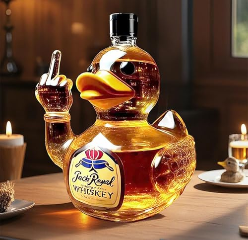 carafe, Carafe à vin de canard drôle avec doigt d'honneur - Sculpture statue d'art en verre 300 ml, bouteille whisky unique(E)