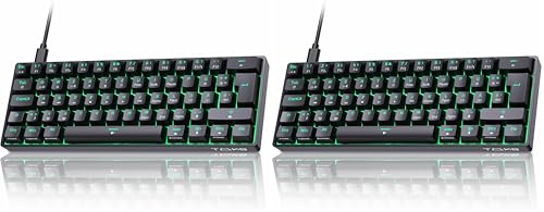 TMKB T61SE Gaming Mechanische Tastatur mit Deutsches QWERTZ Layout,Blauer Schalter,Schwarz (Packung mit 2)