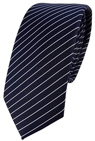 TigerTie - schmale Designer Krawatte in blau dunkelblau silber gestreift