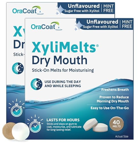 XyliMelts Dry Mouth Relief Discs Mint-Free 80 Count Pack of 2