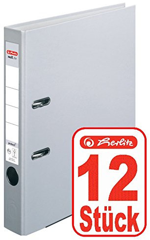 Herlitz Ordner maX.file protect (A4, 5 cm, mit Einsteckrückenschild) (Grau | 12 Stück)