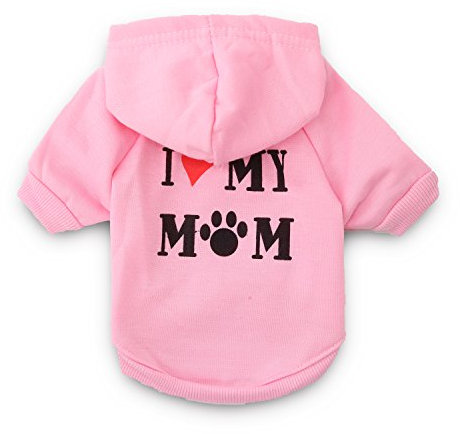 DroolingDog Small Girl Dog Shirts I Love My Mom Dog Hoodies Small Dogs Clothes XS Puppy Girl Hoodies I Love Mommy Shirt