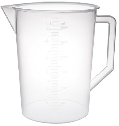 sourcingmap Measuring Cup 3000ml PP Plastic Graduated Beaker Transparent with Handle for Lab Kitchen Liquids