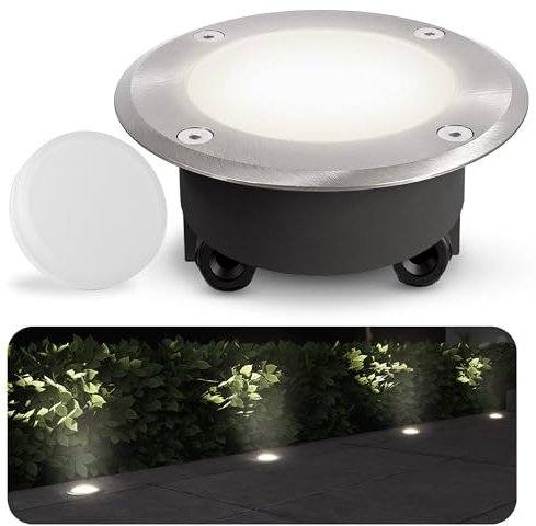 SSC-LUXon Flacher LED Bodeneinbaustrahler VISKOS für Außen IP67 Schutz rund mit Durchgangsverdrahtung inkl. GX53 LED 3W 4000K 230V