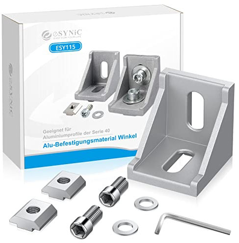 ESYNiC 10pz Staffe di Fissaggio in Alluminio 39x39x35 MM Bretelle ad Angolo Modello 4040 4080 Giunzione Raccordo con 20 Viti 20 Dadi per Finestra Porta Profilo 40x40 40x80 con Scanalatura 8mm