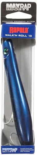 Rapala MaxRap Walk'n Roll Lure with Two No. 2 Hooks, Surface Swimming Depth, 13 cm Size, Blue Smelt