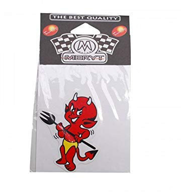 Aufkleber-Sticker MERYT Teufel Klein Rot Mit Trident (8x8, 5cm)