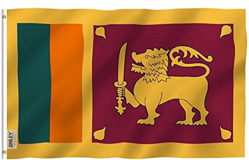 Anley Fly Breeze 3x5 Fuß Sri Lanka Flagge - Lebendige Farbe und UV-Lichtechtheit - Leinwandkopf und doppelt genäht - Flaggen der Republik Sri Lanka Polyester mit Messingösen 3 x 5 Ft