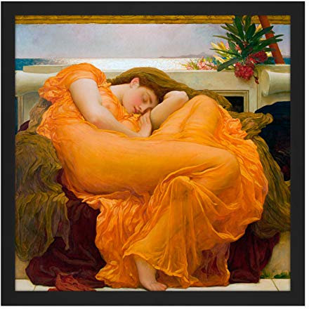 Artery8 Leighton Flaming June Painting Square Wooden Framed Wall Art Print Picture 16X16 Inch
