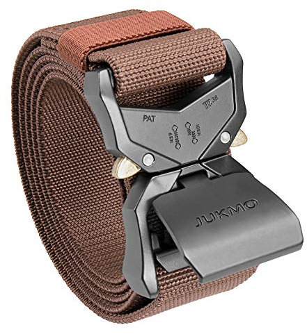 JUKMO Taktischer Gürtel, Militär Wandern 3,8cm Arbeit Gürtel mit Schwere Schnellverschluss Schnalle (Kaffee, 135cm)