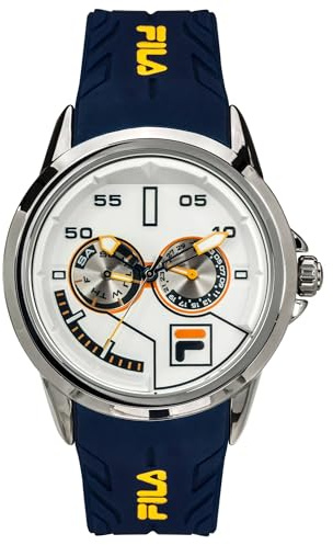 FILA Filaactive Herren Armbanduhr 45 mm Armband Silikon 38-169-20, Farbe:Weiss/blau