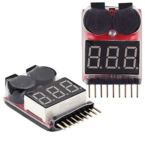 Wishiot RC 1-8s Lipo - Tester di tensione a bassa tensione, per batteria Lipo Life LiMn agli ioni di litio (2 pezzi)