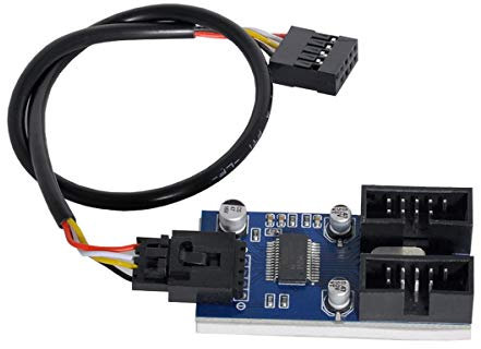 xiwai Scheda Madre 9pin USB 2.0 Header 1 a 2 Femmina Cavo di Prolunga HUB Connettore Adattatore Porta Multilier